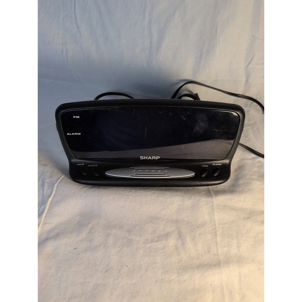 Sharp SPC1221XF Digital Alarm Clock Large Blue LED Display Black Tested Working